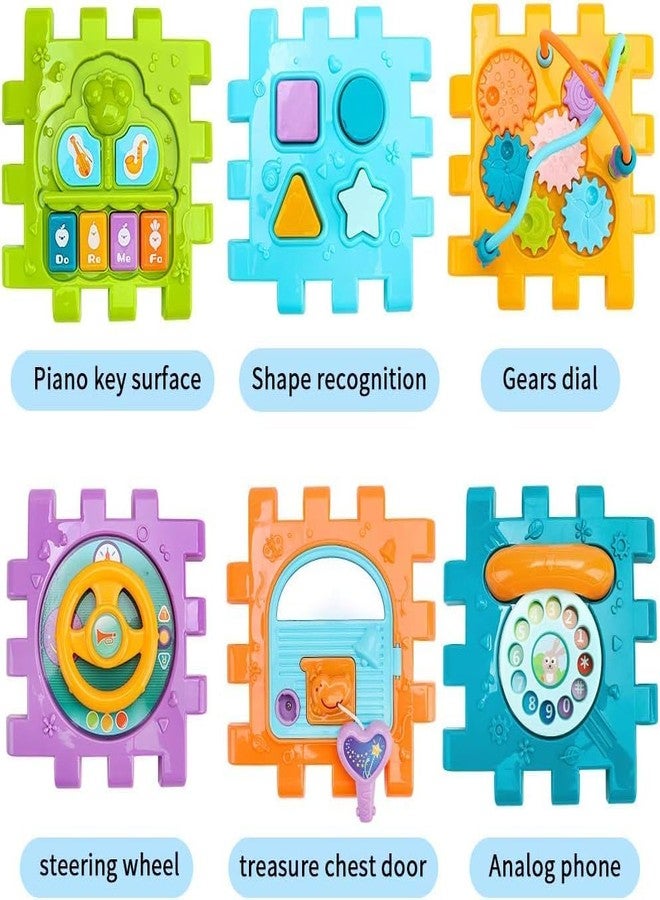 LONGMIRE مكعبات لونغمير البلاستيكية التعليمية للأطفال الرضع والصغار، 6 في 1، مركز ألعاب للأطفال، ألعاب للأطفال من عمر 18 شهرًا (متعددة الألوان)، مجموعة من قطعة واحدة - Image 4